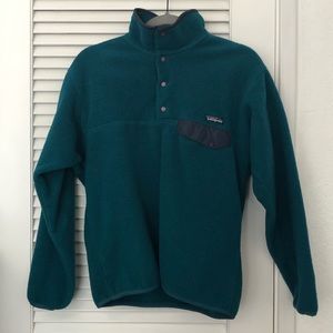 Patagonia Teal/Purple Synchilla Quarter Button Up